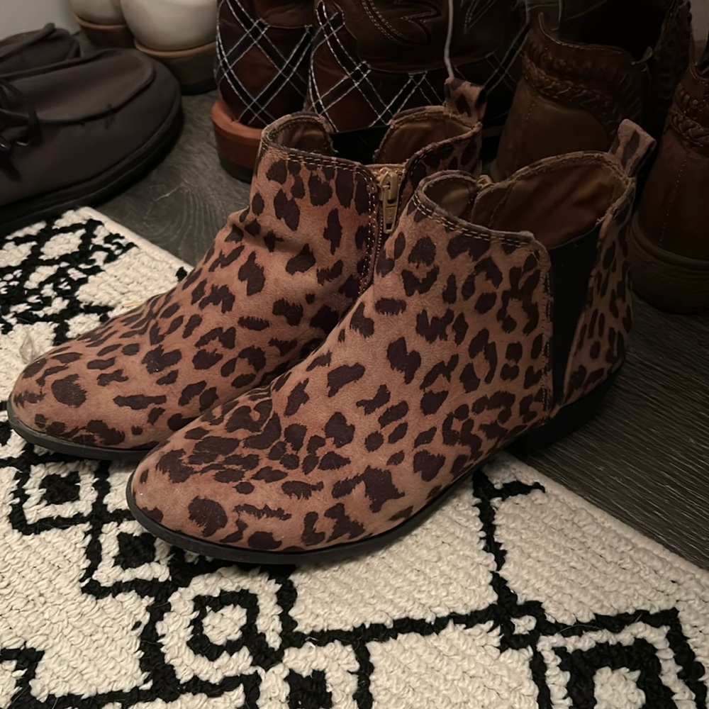 Cheetah print booties